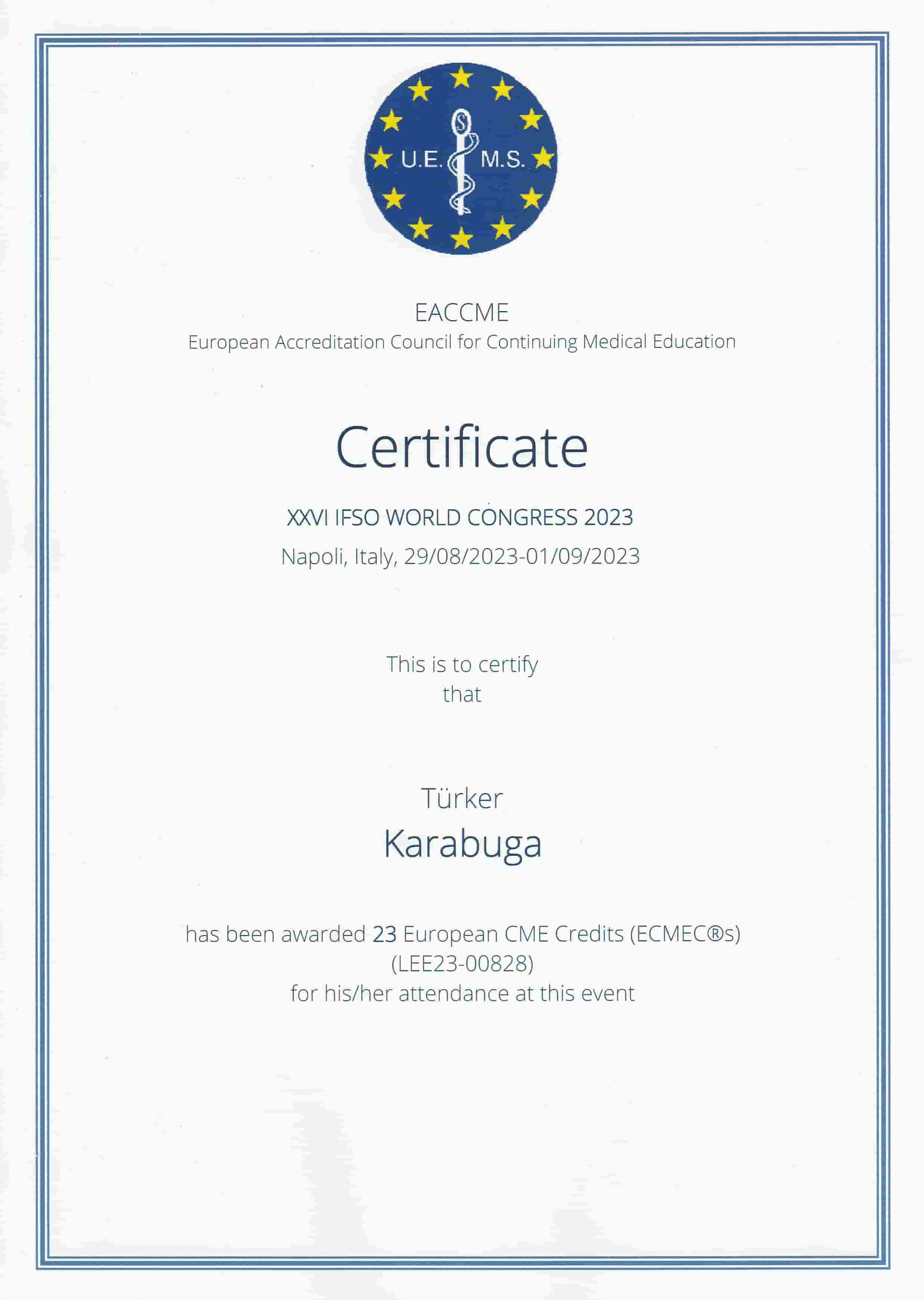 Op. Dr. Türker Karabuğa Sertifika 11